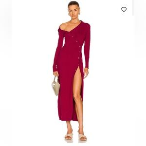 Atoir One Shoulder Burgundy Dress